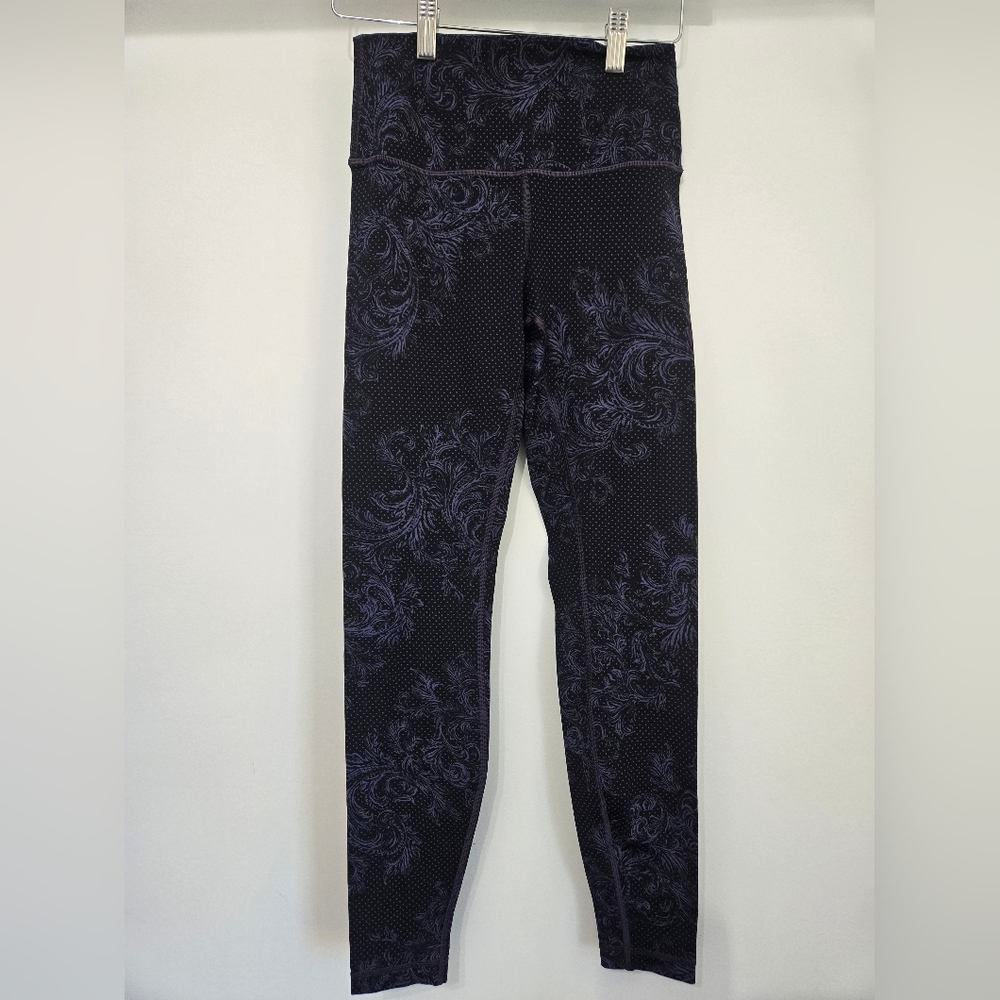 Lululemon Wunder Under Hi-Rise Tight (Nulux 28") Black / Purple Accent SIZE 6
